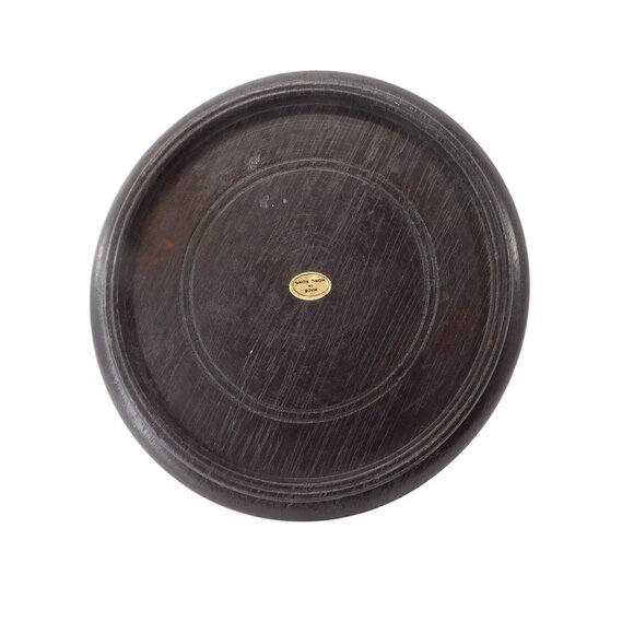 Vintage Black Wooden Display Stand 6" Round Base Plant Vase Lamp Urn - Picture 2 of 6